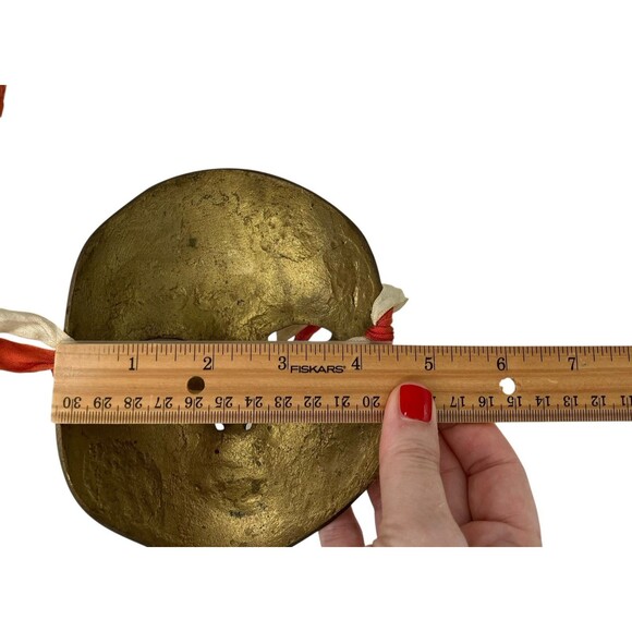 Vtg. Brass Mask Hand Painted Birds Enamel Wall Art Theater Decor - Picture 9 of 9